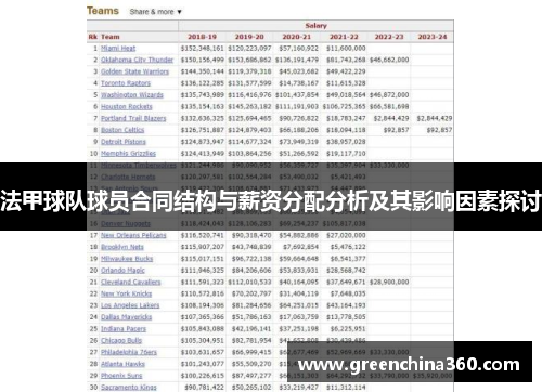 法甲球队球员合同结构与薪资分配分析及其影响因素探讨